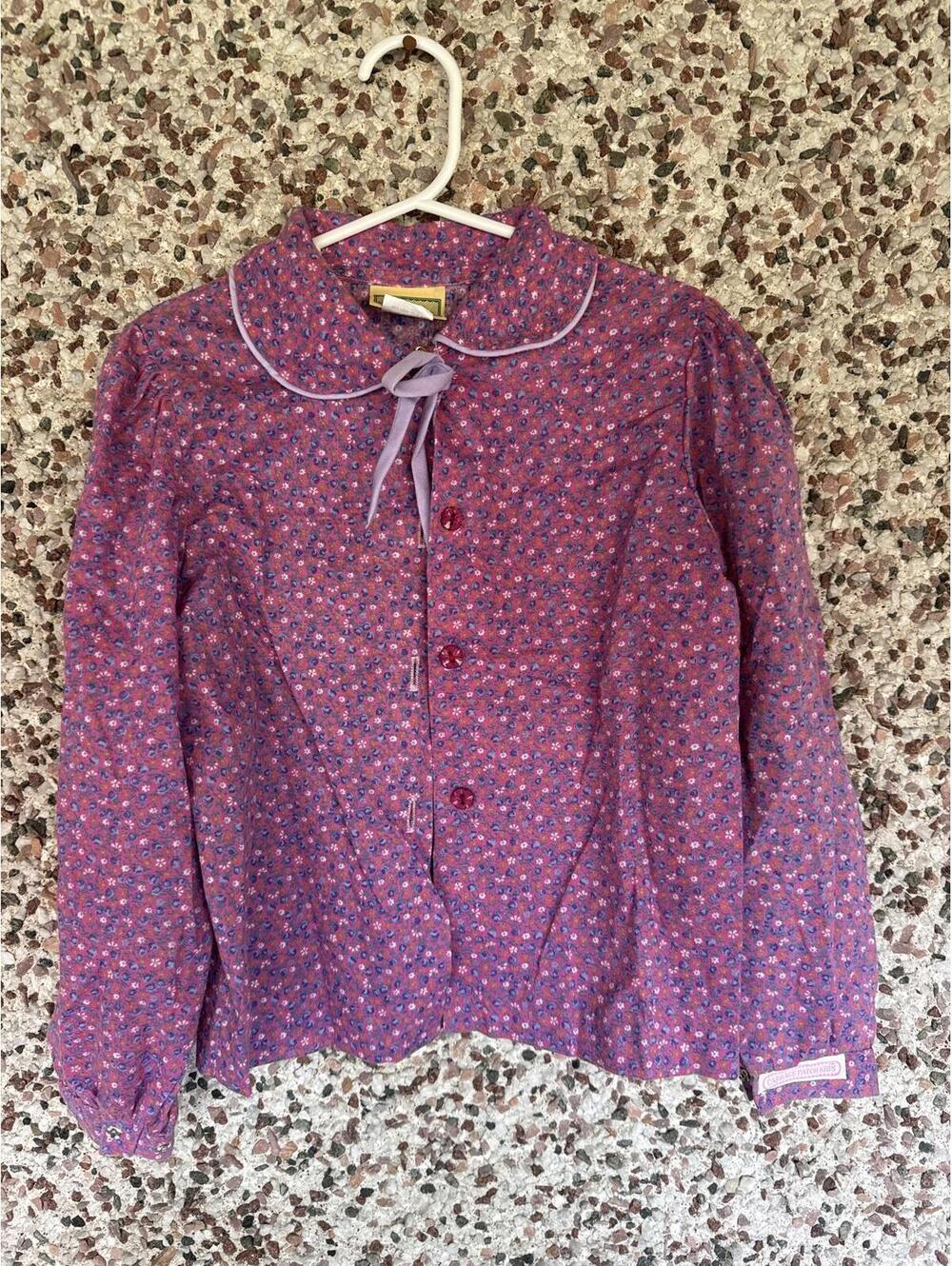 Vintage Cabbage Patch Kids Girls Blouse Sz 6 Floral Peter Pan Collar 1983 VHTF